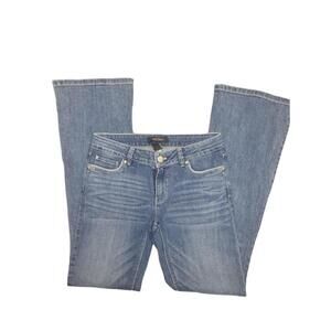 White House Black Market WHBM Skinny Flare Jeans Size 4 R Women Jewel Accent